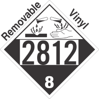 Corrosive Class 8 UN2812 Removable Vinyl DOT Placard