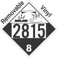 Corrosive Class 8 UN2815 Removable Vinyl DOT Placard