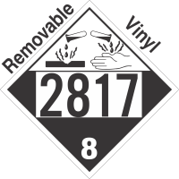 Corrosive Class 8 UN2817 Removable Vinyl DOT Placard