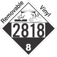 Corrosive Class 8 UN2818 Removable Vinyl DOT Placard