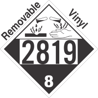 Corrosive Class 8 UN2819 Removable Vinyl DOT Placard