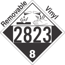 Corrosive Class 8 UN2823 Removable Vinyl DOT Placard