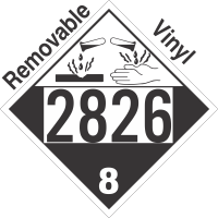 Corrosive Class 8 UN2826 Removable Vinyl DOT Placard