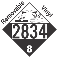 Corrosive Class 8 UN2834 Removable Vinyl DOT Placard