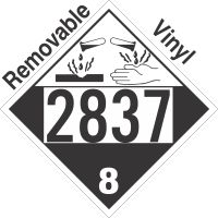 Corrosive Class 8 UN2837 Removable Vinyl DOT Placard