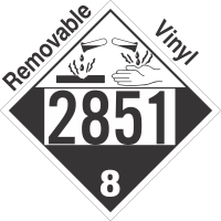 Corrosive Class 8 UN2851 Removable Vinyl DOT Placard