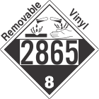 Corrosive Class 8 UN2865 Removable Vinyl DOT Placard