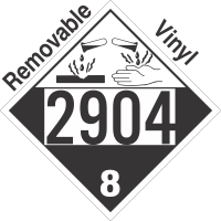 Corrosive Class 8 UN2904 Removable Vinyl DOT Placard