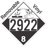 Corrosive Class 8 UN2922 Removable Vinyl DOT Placard