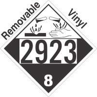 Corrosive Class 8 UN2923 Removable Vinyl DOT Placard