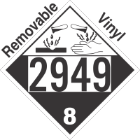 Corrosive Class 8 UN2949 Removable Vinyl DOT Placard