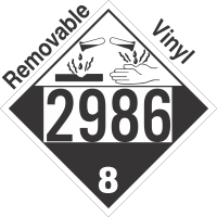 Corrosive Class 8 UN2986 Removable Vinyl DOT Placard