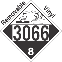 Corrosive Class 8 UN3066 Removable Vinyl DOT Placard