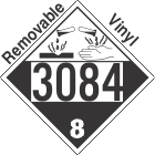Corrosive Class 8 UN3084 Removable Vinyl DOT Placard