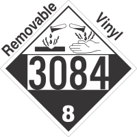 Corrosive Class 8 UN3084 Removable Vinyl DOT Placard