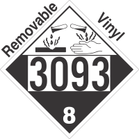 Corrosive Class 8 UN3093 Removable Vinyl DOT Placard