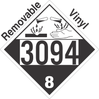 Corrosive Class 8 UN3094 Removable Vinyl DOT Placard