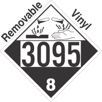 Corrosive Class 8 UN3095 Removable Vinyl DOT Placard