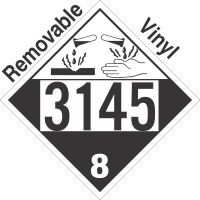 Corrosive Class 8 UN3145 Removable Vinyl DOT Placard