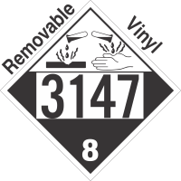 Corrosive Class 8 UN3147 Removable Vinyl DOT Placard