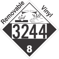 Corrosive Class 8 UN3244 Removable Vinyl DOT Placard