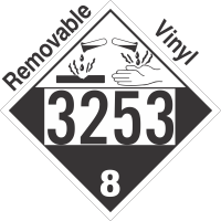 Corrosive Class 8 UN3253 Removable Vinyl DOT Placard