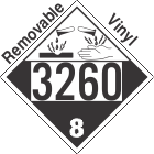 Corrosive Class 8 UN3260 Removable Vinyl DOT Placard