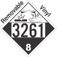 Corrosive Class 8 UN3261 Removable Vinyl DOT Placard