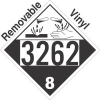 Corrosive Class 8 UN3262 Removable Vinyl DOT Placard