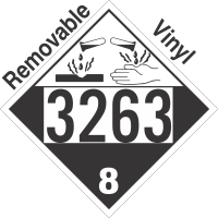 Corrosive Class 8 UN3263 Removable Vinyl DOT Placard