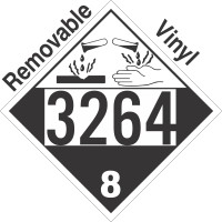 Corrosive Class 8 UN3264 Removable Vinyl DOT Placard