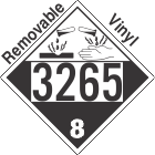 Corrosive Class 8 UN3265 Removable Vinyl DOT Placard