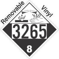 Corrosive Class 8 UN3265 Removable Vinyl DOT Placard