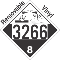 Corrosive Class 8 UN3266 Removable Vinyl DOT Placard