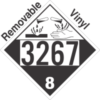 Corrosive Class 8 UN3267 Removable Vinyl DOT Placard