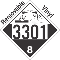 Corrosive Class 8 UN3301 Removable Vinyl DOT Placard