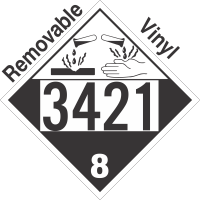 Corrosive Class 8 UN3421 Removable Vinyl DOT Placard