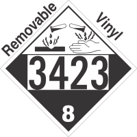 Corrosive Class 8 UN3423 Removable Vinyl DOT Placard