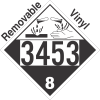 Corrosive Class 8 UN3453 Removable Vinyl DOT Placard