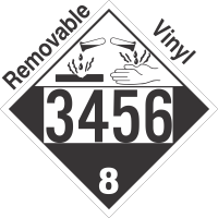 Corrosive Class 8 UN3456 Removable Vinyl DOT Placard