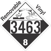 Corrosive Class 8 UN3463 Removable Vinyl DOT Placard