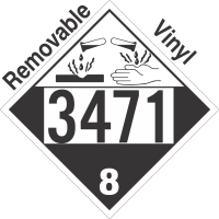 Corrosive Class 8 UN3471 Removable Vinyl DOT Placard