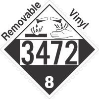 Corrosive Class 8 UN3472 Removable Vinyl DOT Placard