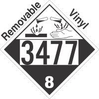 Corrosive Class 8 UN3477 Removable Vinyl DOT Placard