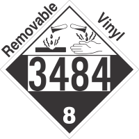 Corrosive Class 8 UN3484 Removable Vinyl DOT Placard