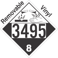 Corrosive Class 8 UN3495 Removable Vinyl DOT Placard