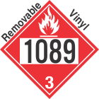 Flammable Class 3 UN1089 Removable Vinyl DOT Placard