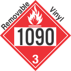Flammable Class 3 UN1090 Removable Vinyl DOT Placard
