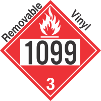 Flammable Class 3 UN1099 Removable Vinyl DOT Placard