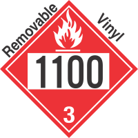 Flammable Class 3 UN1100 Removable Vinyl DOT Placard